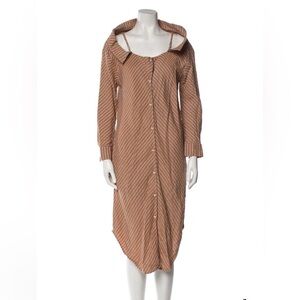 Maje Brown Striped Long Sleeve Dress